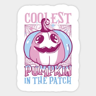Coolest Pumpkin In The Patch Trans Flag Jack O’ Lantern Funny Sticker